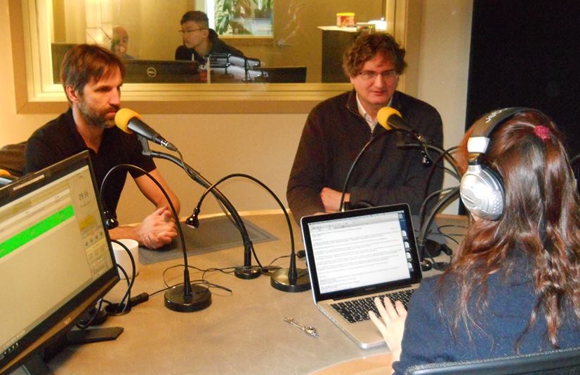 Steven Guilbault et Sébastien Weissenberger, en studio avec Isabelle Burgun