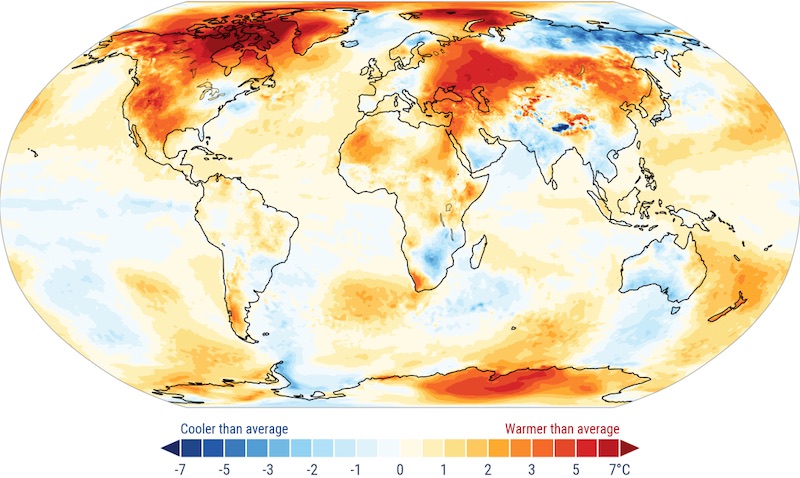 Anomalies de temp&eacute;rature, novembre 2025 (Copernicus)