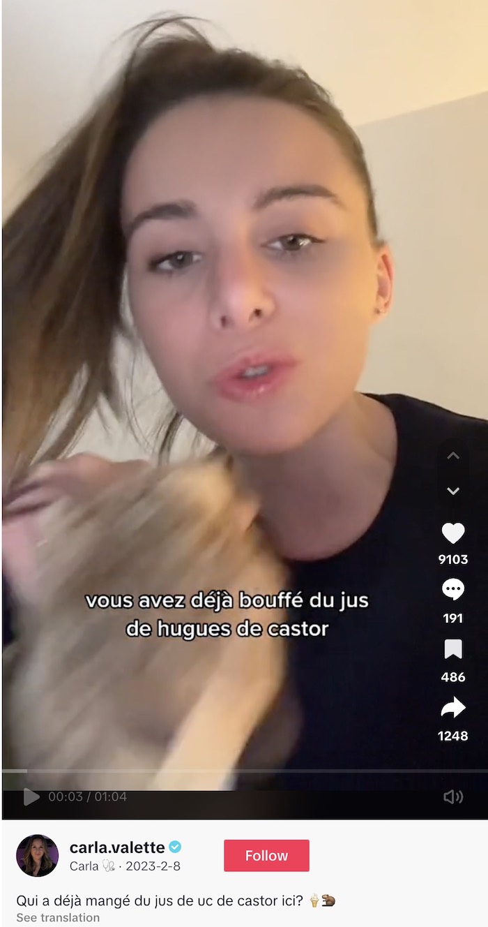 Vidéo TikTok - sécrétions de castor