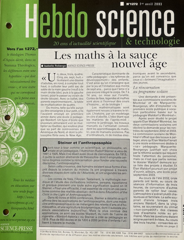 Hebdo-Science - Avril 2003