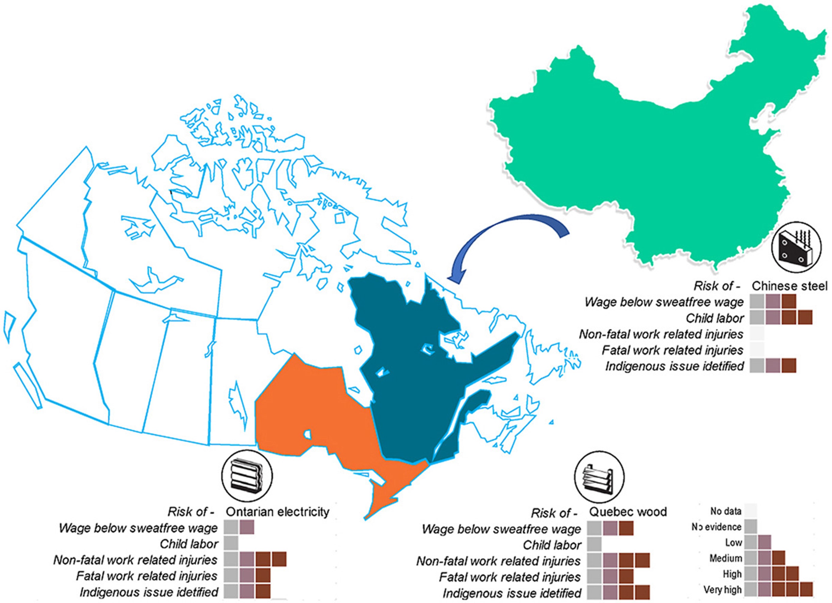 Carte montant les pays d'approvisionnements et leur résultats d'ACVS