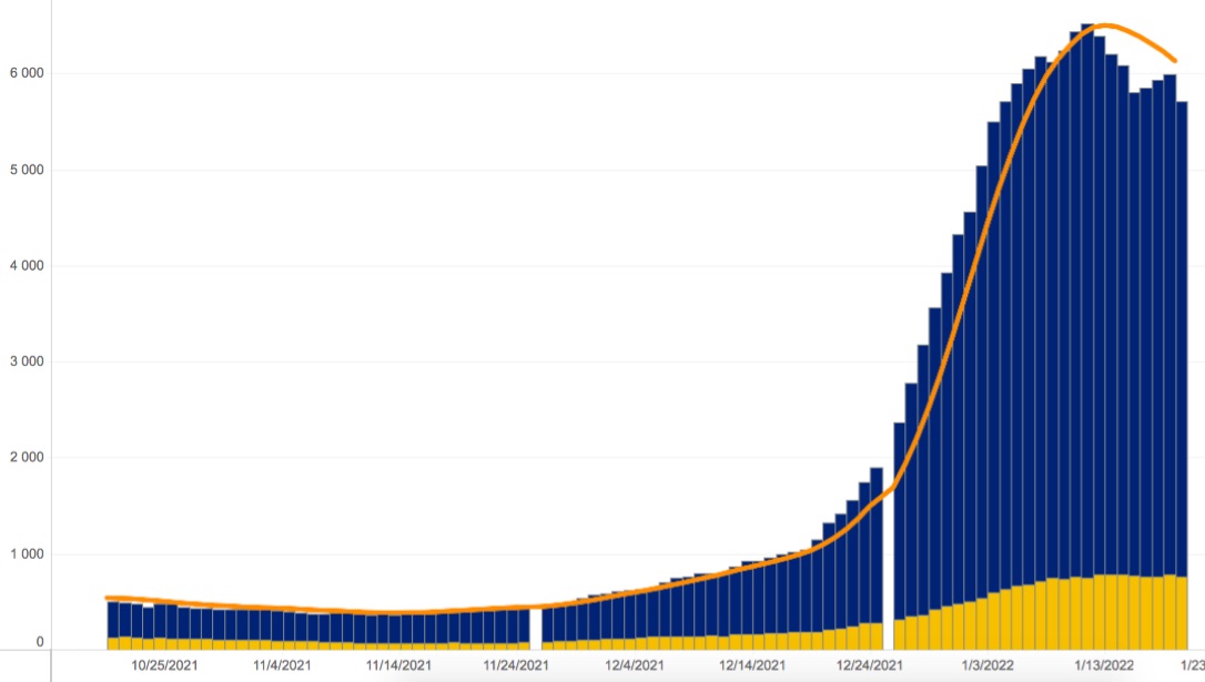 Omicron - statistiques - New York 20-01-22