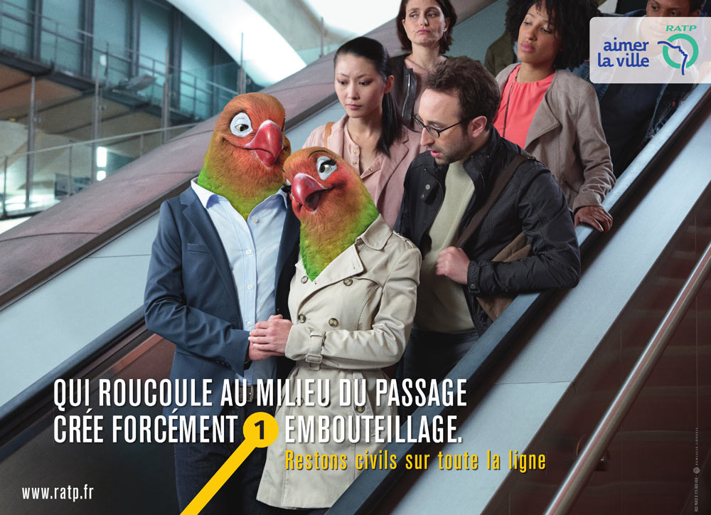 Image issue de la campagne de communication « Restons civils sur toute la ligne » de la RATP