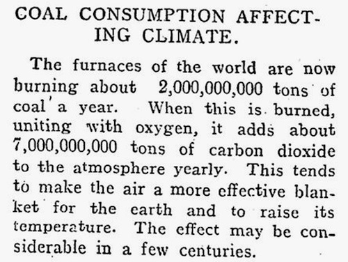 Artículo sobre el calentamiento global - 1912