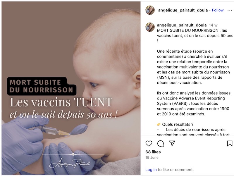 Mort subite - Message Instagram