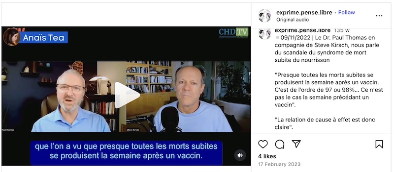Mort subite du nourrisson - exemple Instagram 2