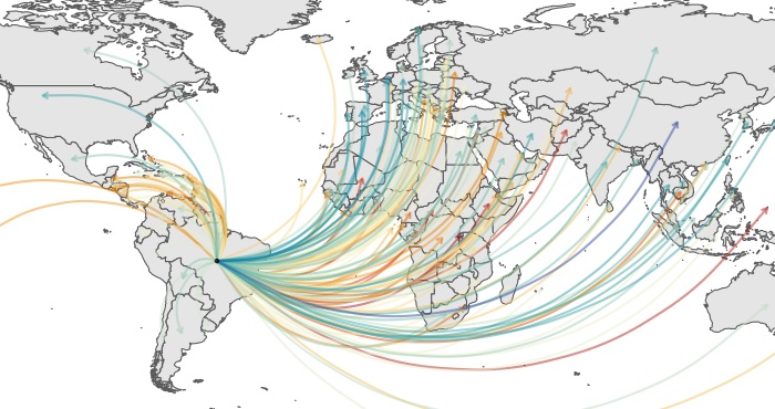 Mapa mundial de flujos de polinización