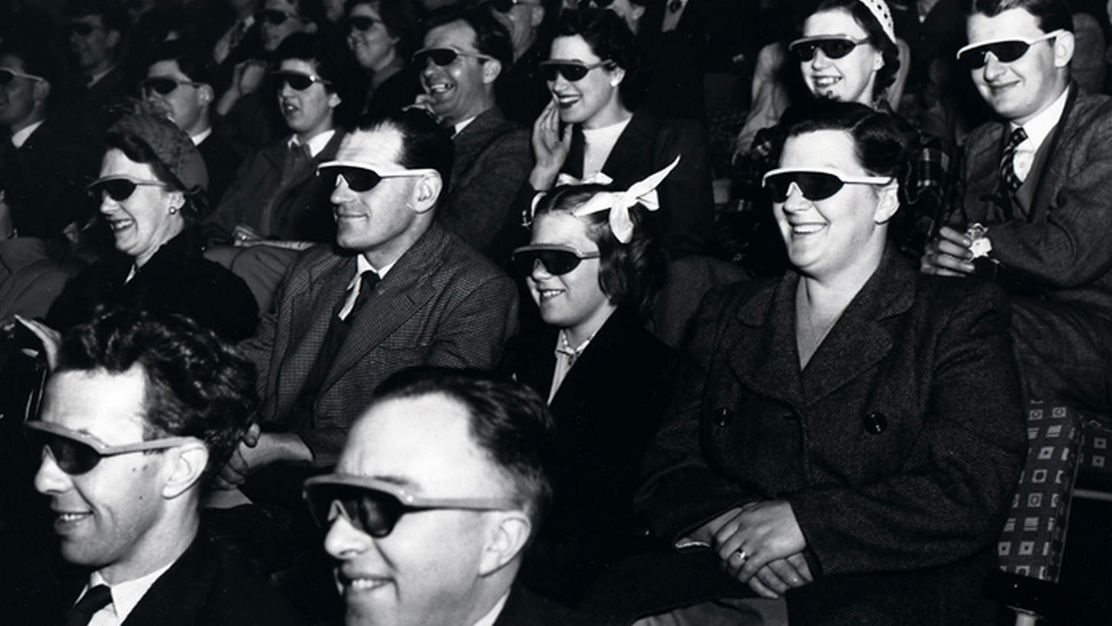 Audience wearing special glasses