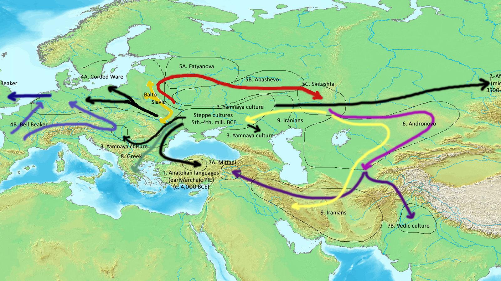 Carte des langues indo-européennes