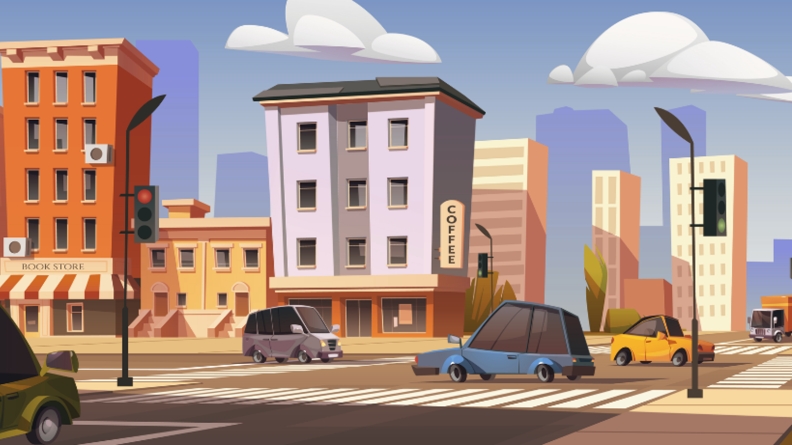 Sc&egrave;ne de ville avec circulation