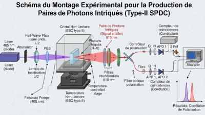 Montage exp&eacute;rimental pour la production de paire de particules intriqu&eacute;es.jpg
