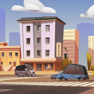 Scène de ville avec circulation